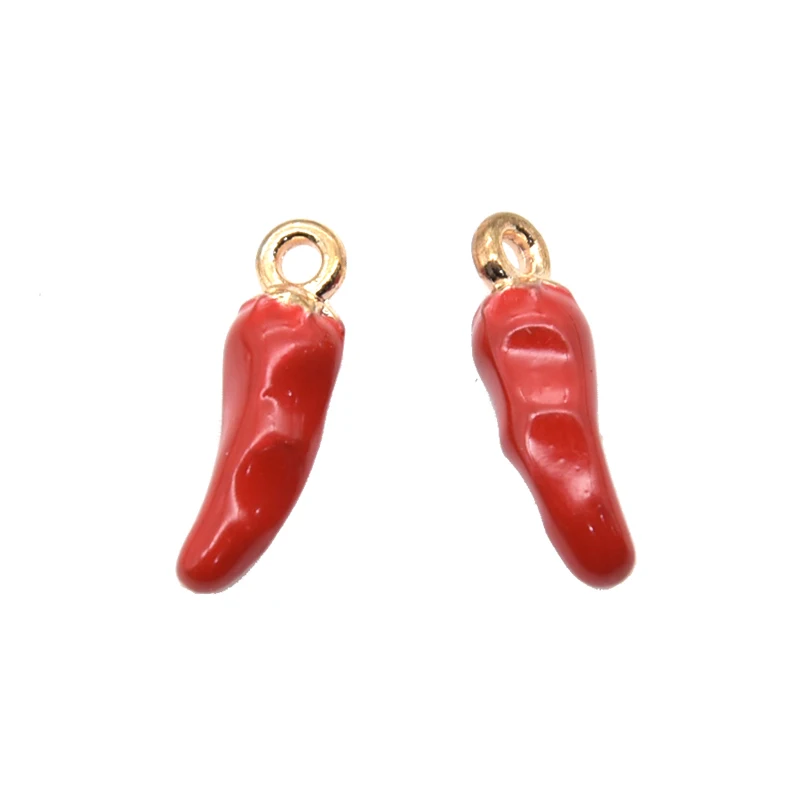 10pcs Red Chili Enamel Charms Alloy Metal Gold Plated Pepper Pendants For DIY Crafting Earring Bracelet Necklace Jewelry Making