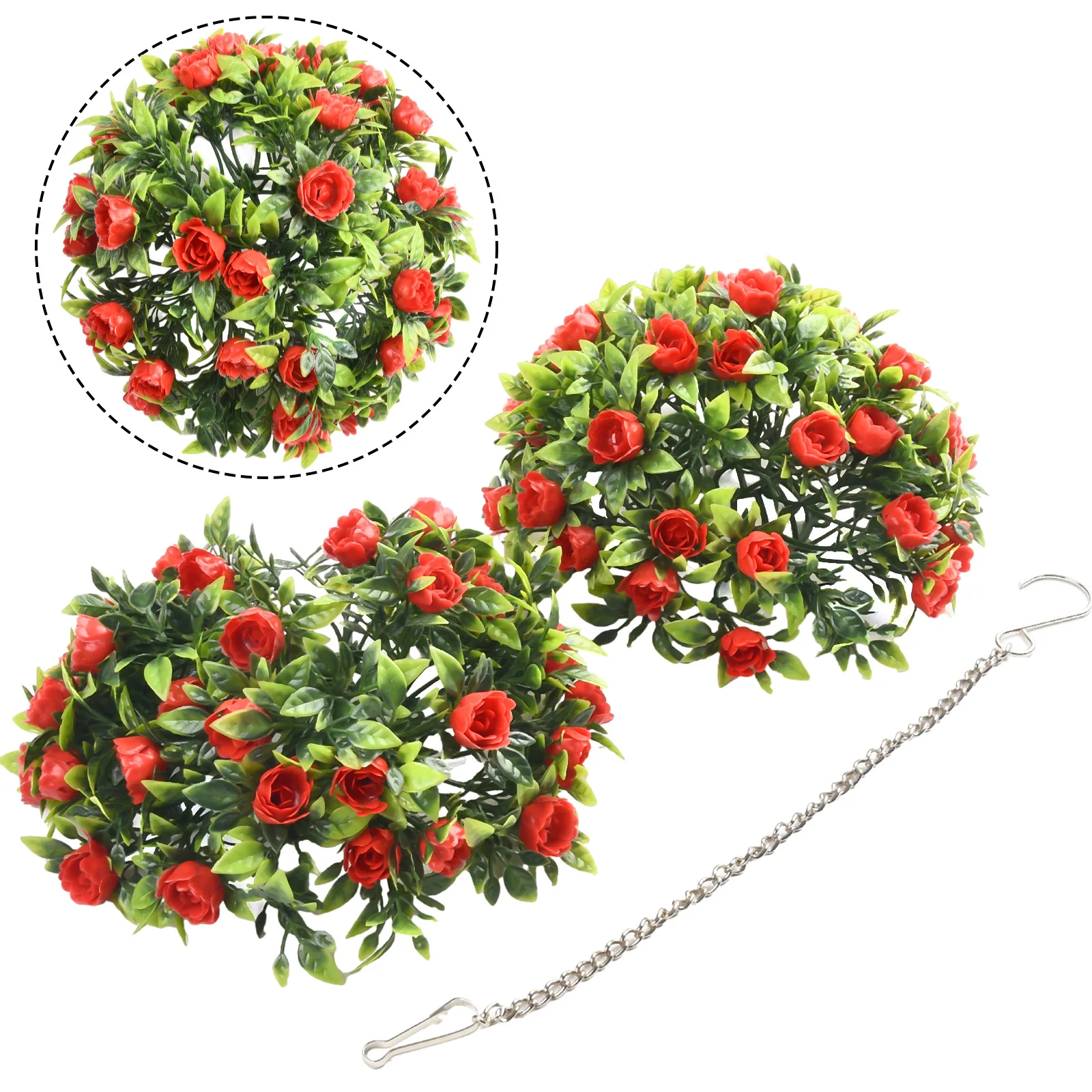 

Landscaping Grass Ball Home Garden 1pc Artificial Garden Rose Flower Balls Stage Topiary Hanging UV Stable Birthday