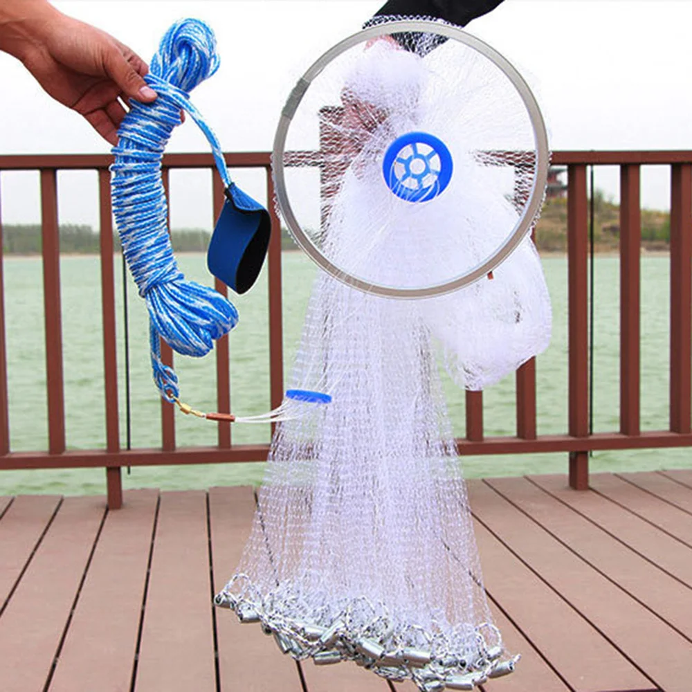 

NEW Cast Net American Style Strong Braided Cable Hand Throw Fishing Net Aluminum Ring or Blue Ring Cast Network