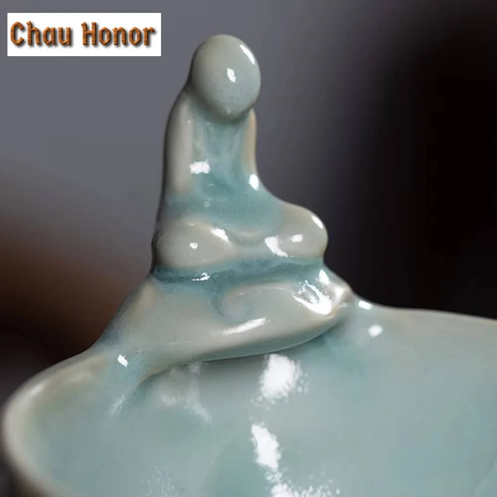 260ml Handmade Longquan Celadon Justice Cup Purple Jun Kiln Tea Pitcher Zen Buddha Divide Tea Cloud Cha Hai Teaware Collection