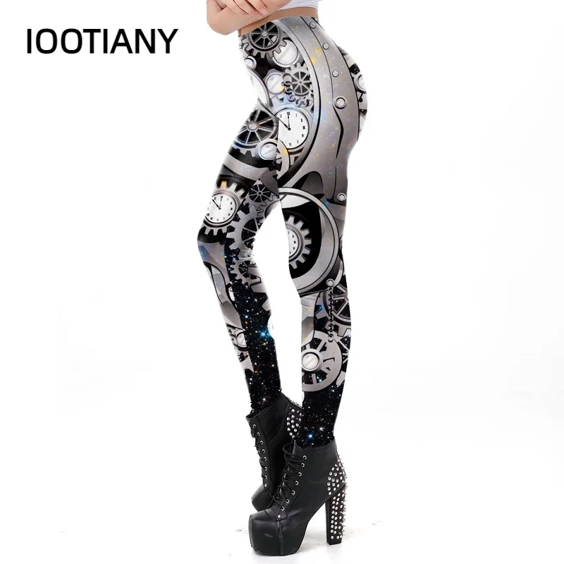IOOTIANY Halloween Party Cosplay Steampunk Leggings Fashion Women Pants Seam Fitness Sexy Skinny 3D Printing Leggings