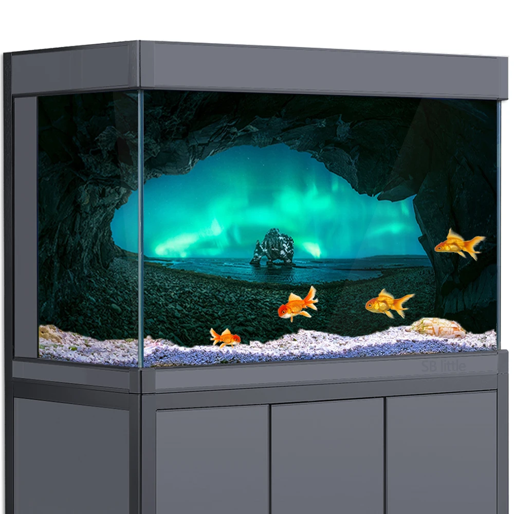 Sfondo dell'acquario 3D Aurora Borealis Cave HD stampa carta da parati  acquario rettile Habitat terrari decorazioni PVC Landscap - AliExpress