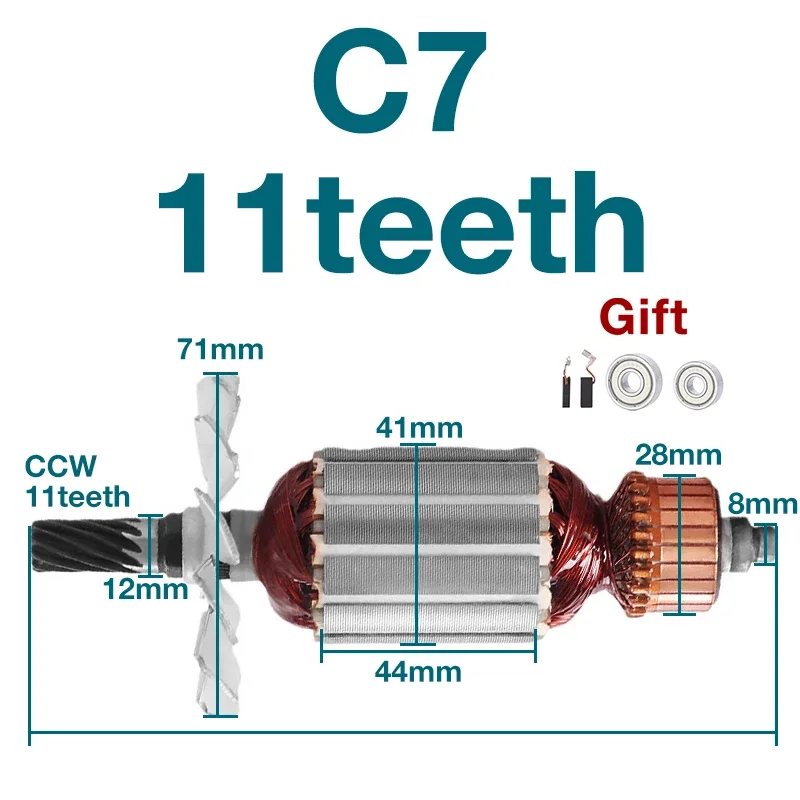 AC220-240V Armature Stator for Hitachi C7 185 Circular Saw 11teeth Armature Anchor Stator Coil Replacement Parts