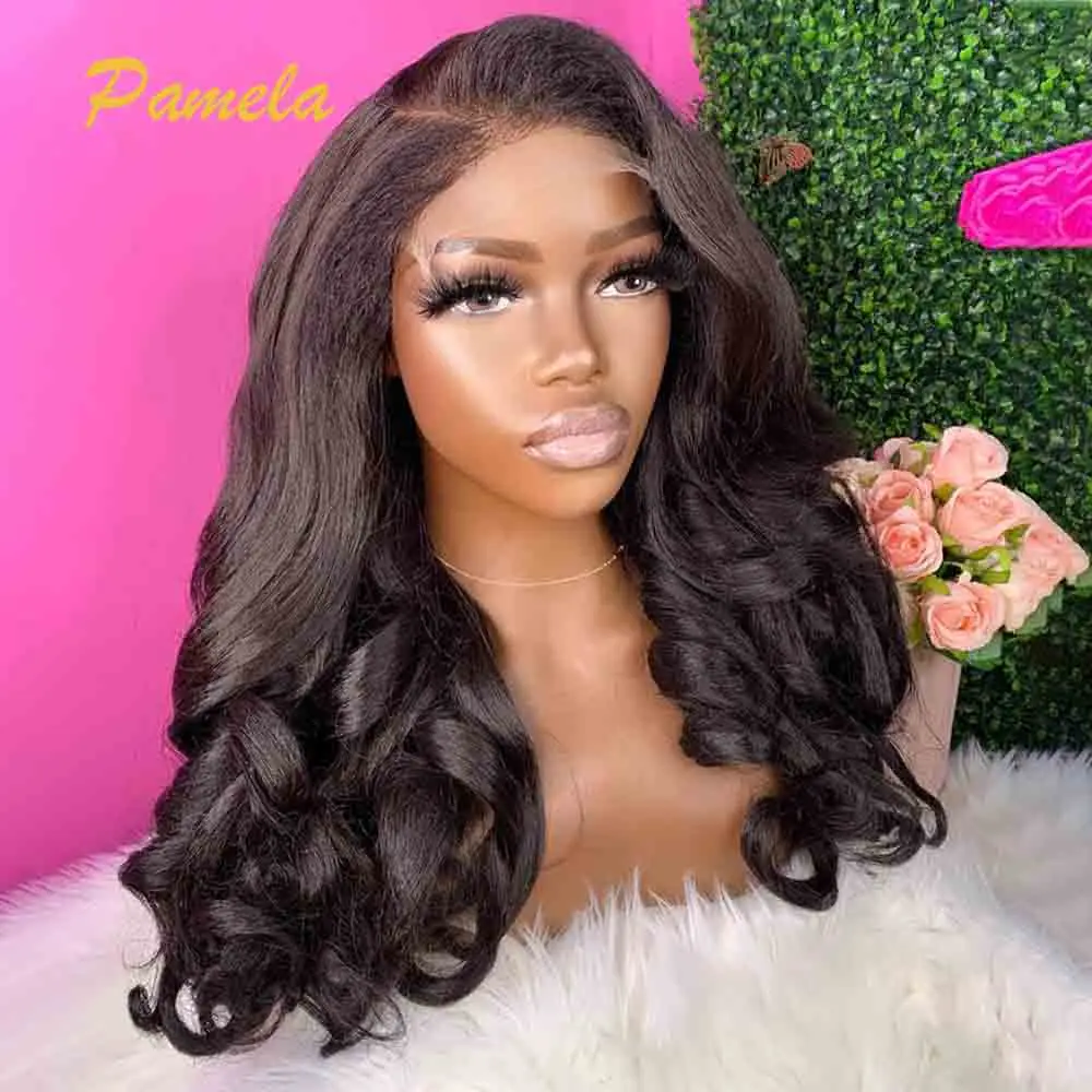 Kinky Straight and Body Wave Glueless Wig Human Hair Ready To Wear 250% Density 4x4 Transparent Lace Closure Wigs
