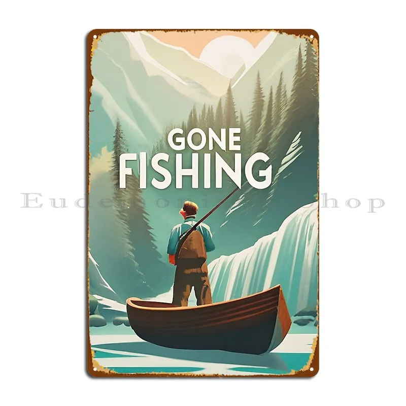 

Вышитый Рыбалка металлический знак Настенный декор паб Настенный декор кинотеатр индивидуальный жестяной знак плакат