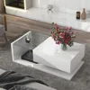 Coffee Table with Tempered Glass, High-Gloss UV Surface, 2-Tier Rectangle Center Tables for Living Room, Modern Coffee Table 1