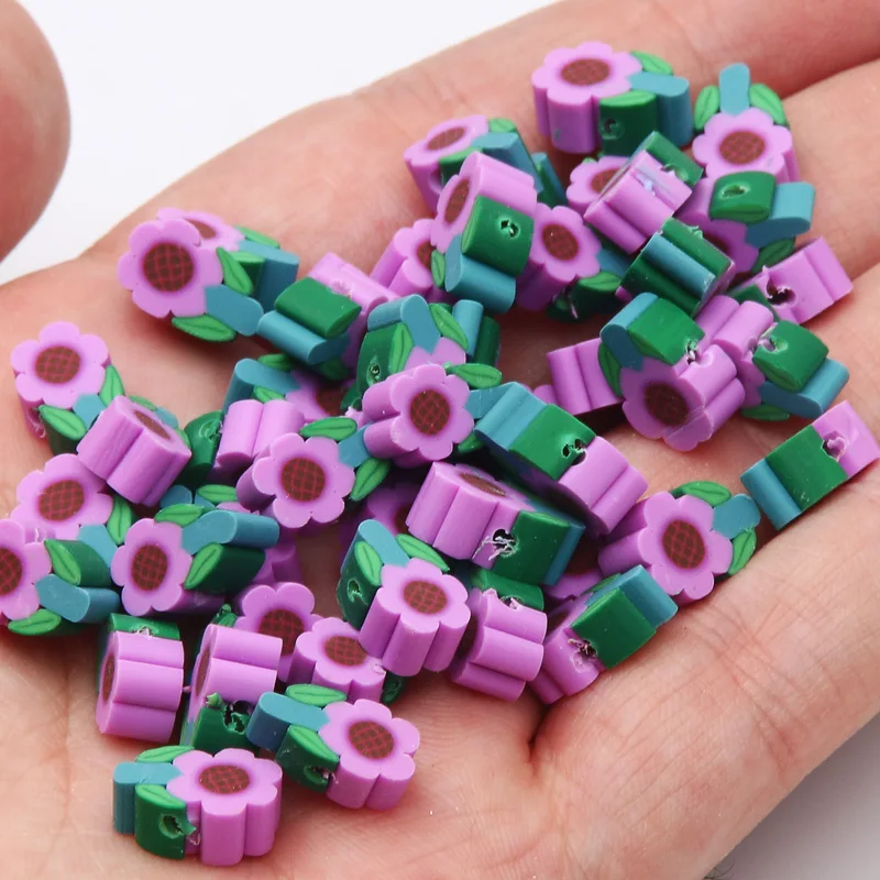 20/50/100pcs Cute Polymer Clay Beads Purple Flower Clay Spacer Beads For  Jewelry Making Diy Bracelet Handmade Crafts Accessories