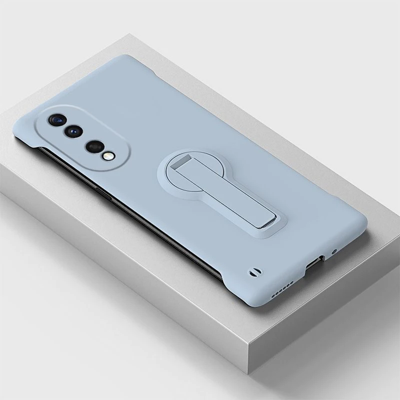 Frameless Hard PC Shockproof Phone Case with Stand - Durable Back Cover