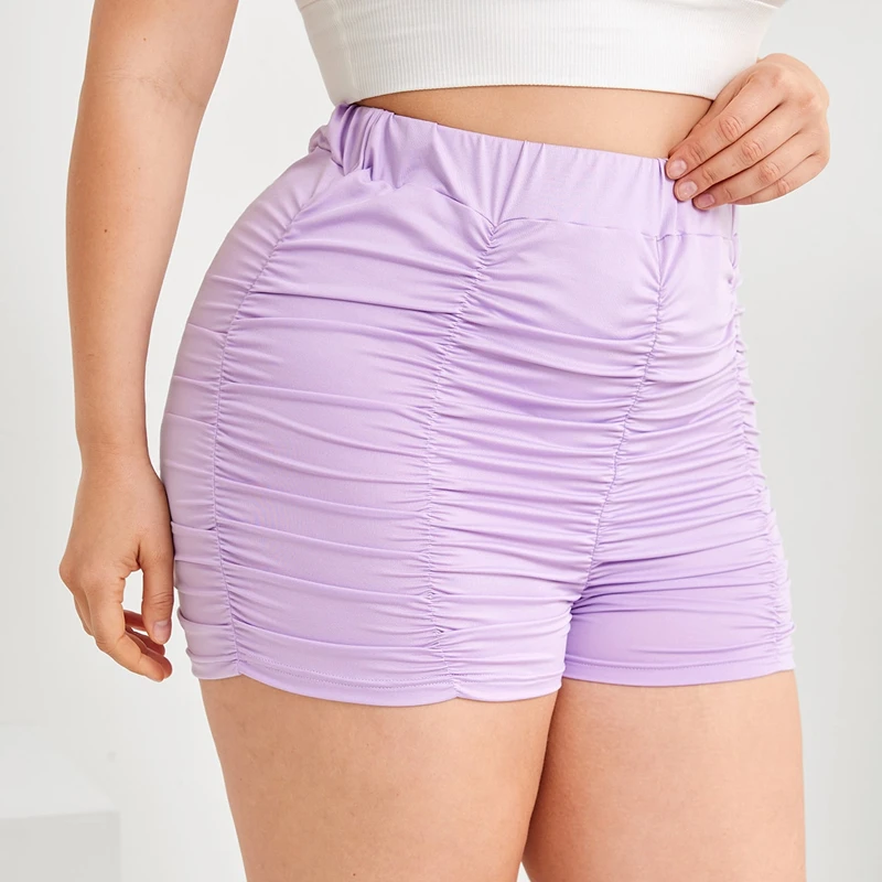 Plus Size Solid Ruffled Shorts