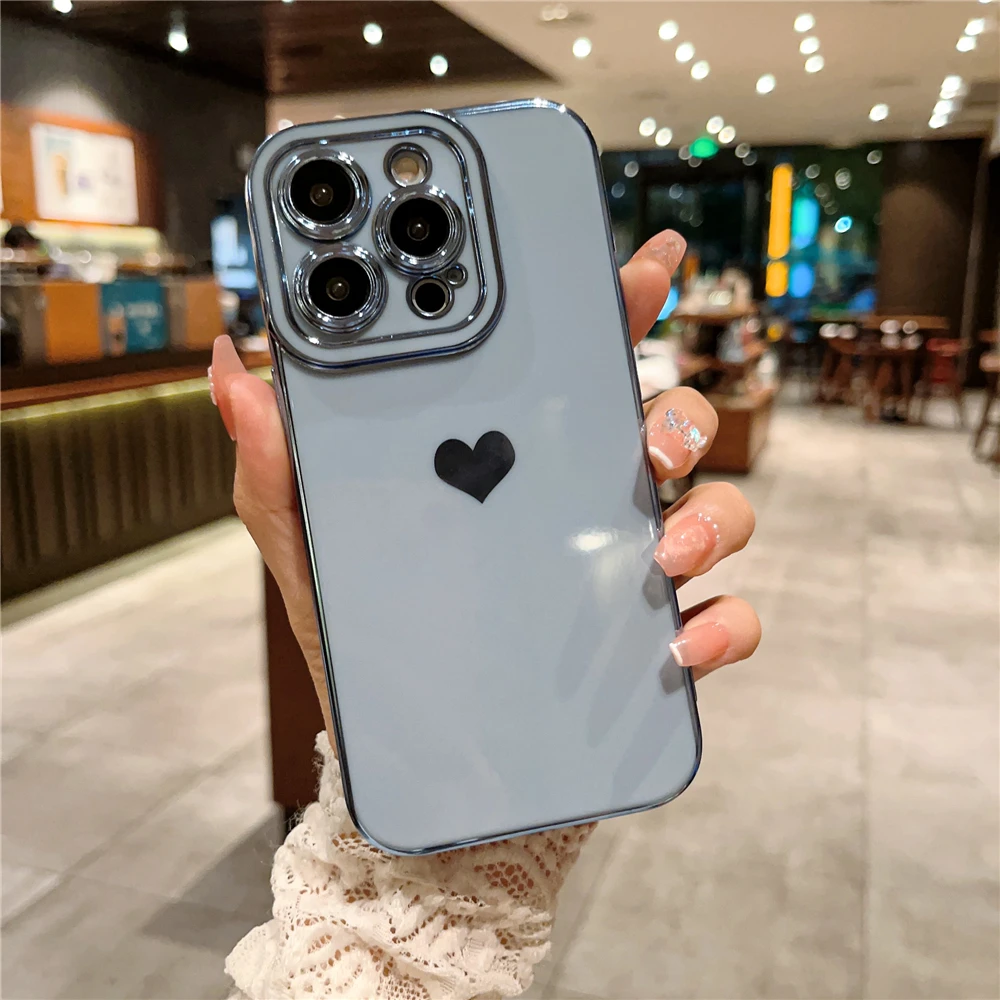 For 15 Pro Max Square Plating Nice Frame Soft Phone Case iPhone 14 13 12 11 X Xs Xr 7 8 Plus Lens Protective_voghion.com