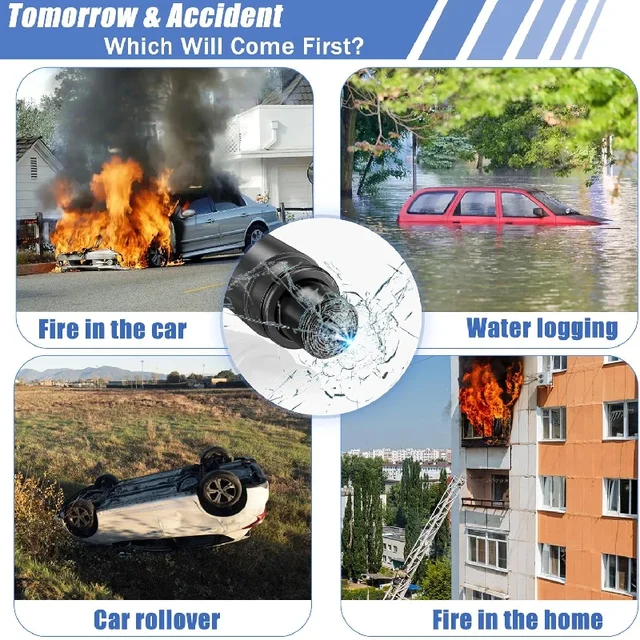 2-in-1 Car Safety Hammer Emergency Window Breaker Seat Belt Cutter Escape Rescue Tool Compact Glass Shatter Device Car Accessory 4