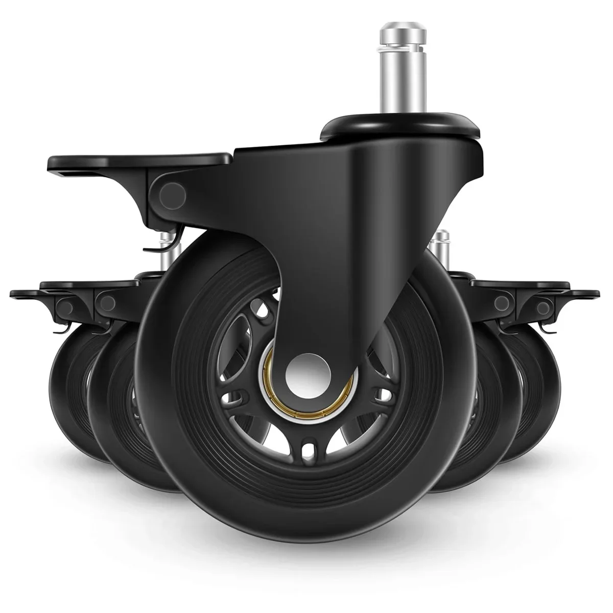 3/5 Pack Office Chair Casters2.5"/3" Lockable Heavy Duty Swivel Caster Replacements Smooth Rolling for Hardwood Floor Carpet