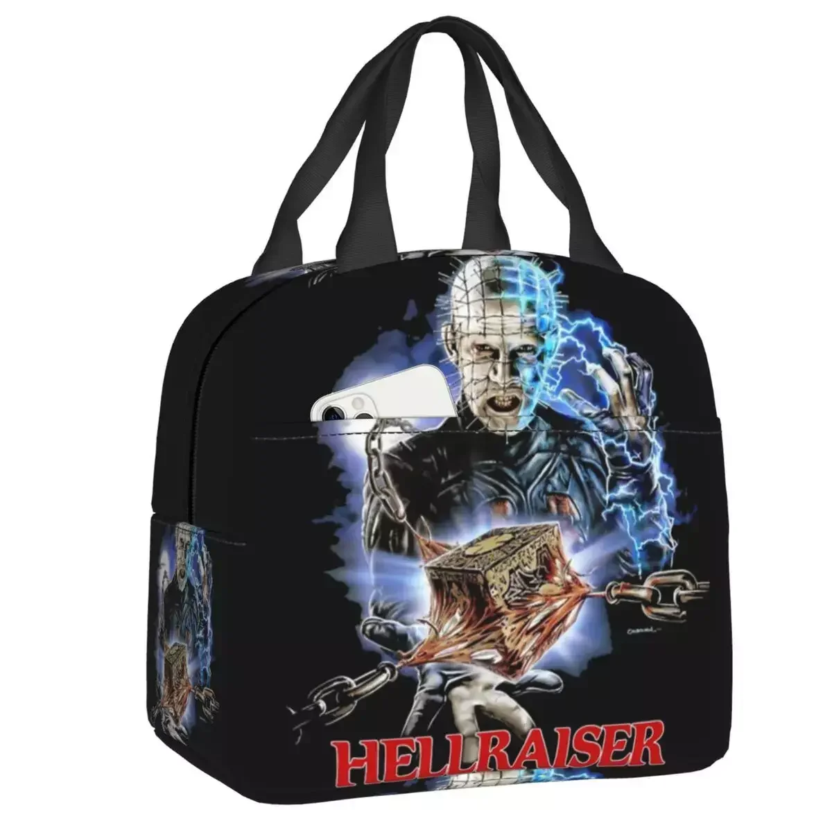 

2023 новая изолированная сумка-тоут для ланча Hellraiser Pinhead с ужасным ТВ-фильмом, портативная термоохлаждающая коробка для еды, школьный Ланч-бокс для детей