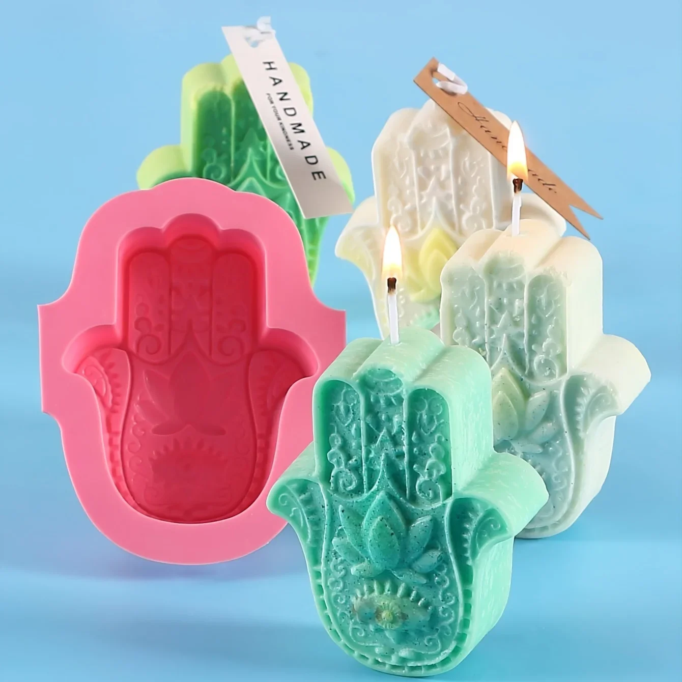 Palm Shape Scented Candle Gypsum Diffuser Stone Silicone Mold for DIY