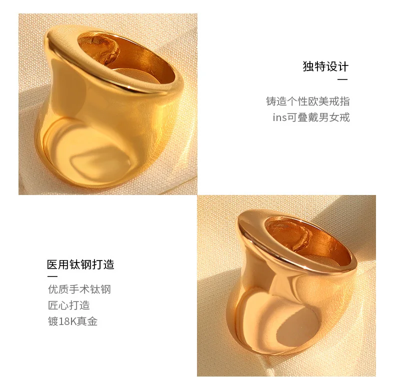 Erweiterter Damenring Edelstahlring Ins Persönlichkeit Radian Ring Titan Stahl Modeschmuck – Detail 13