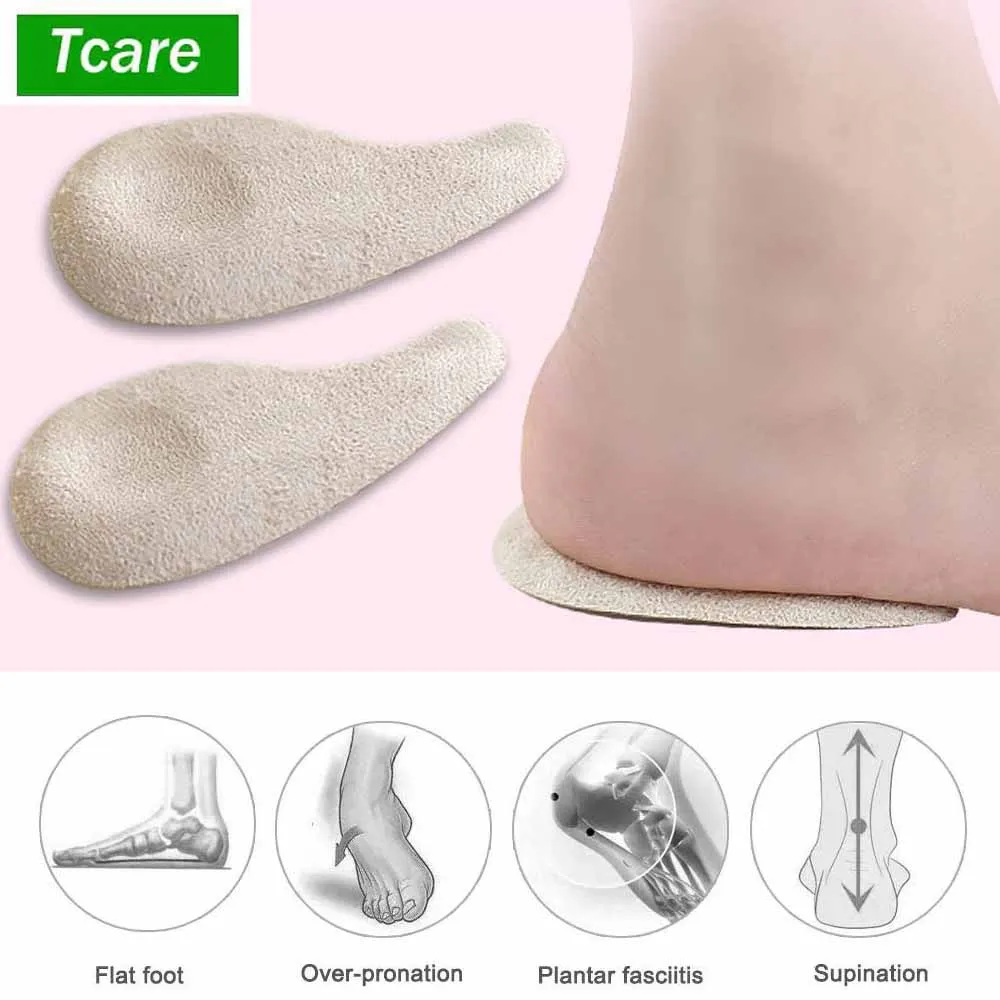 Tcare 1Pair Heel Pads & Corrective Insoles, Posture Corrector Heel Cups for Foot Heel Pain, Foot Alignment, Knee Pain, Bow Legs girl boy orthopedic shoes autumn summer super light breathable footwear high back arch support sneakers and corrective insoles