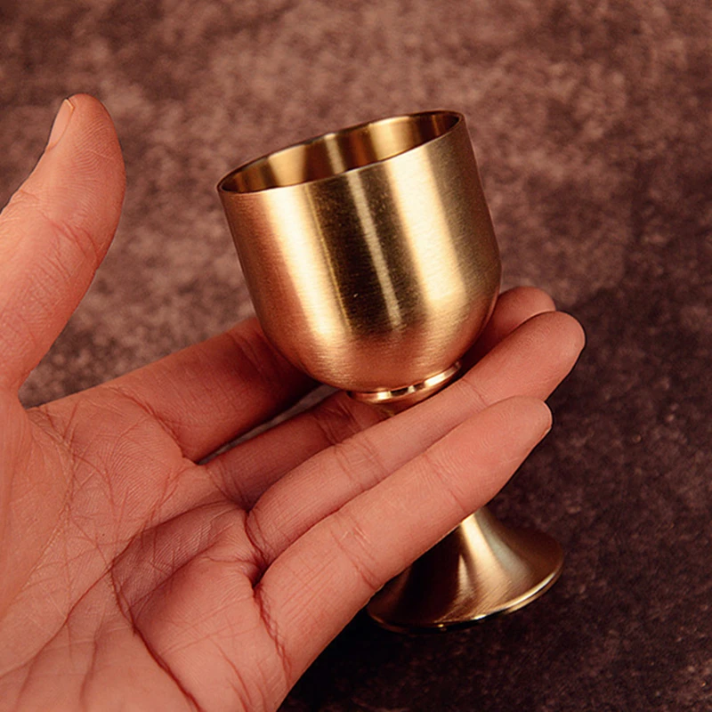 Brass Mini Spirits Vodka Cup Goblet Liquor 30ml Mirror Surface Polishing Retro Personalized Tea Tumbler Glases Home Decorative