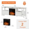 Modern LED Fireplace TV Stand for 75 Inch TV & 16 Color LED Light, Entertainment Center with Storage Cabinet, White Fireplace TV 5