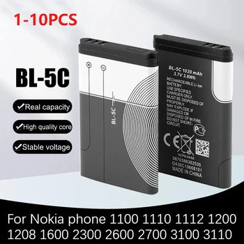 Batterie ricaricabili per telefono BL-5C BL5C BL 5C da 3,7 V 1020 mAh per Nokia 1100 1110 1112 1208 1600 2300 2600 2700 3100 3110