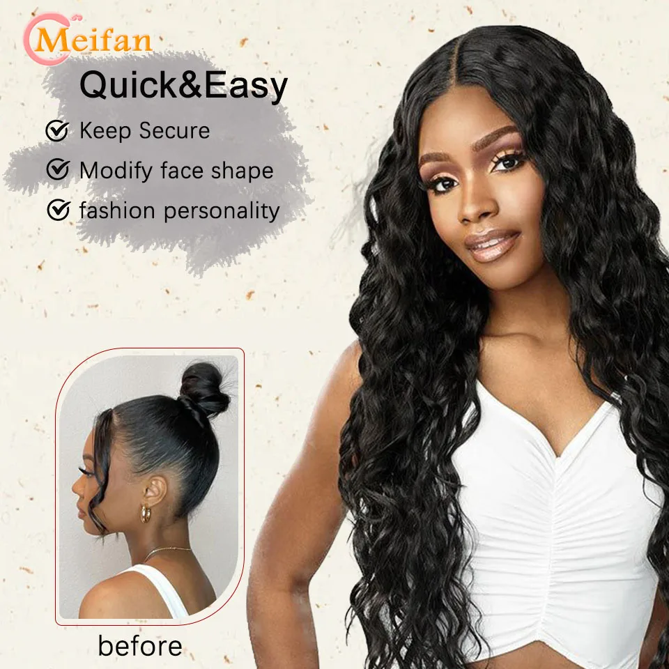 MEIFAN Water Wave Braiding Hair Synthetic No Weft Curly Hair Bundles Bulk Deep Wave Bulk for Braiding Micro
