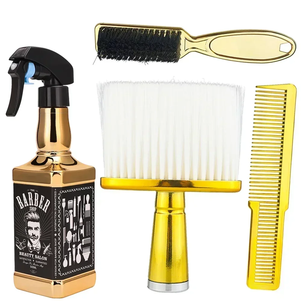 Professional Hairdressing Styling Tools Set Gold Barber Spary bottle 6 Inch Haircut Men Manual Shaver Salon Hair Cleaning Brush silversmith short handle small hammer high carbon steel manual round head professional gold jewelry multipurpose hammer