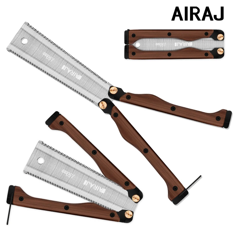 AIRAJ Folding Saw Double-Sided Gardening Pruning Saw Outdoor Camping Industrial Grade Anti Slip and Durable Manual Hardware Tool folding saw hand saw multi purpose saw handheld saw
