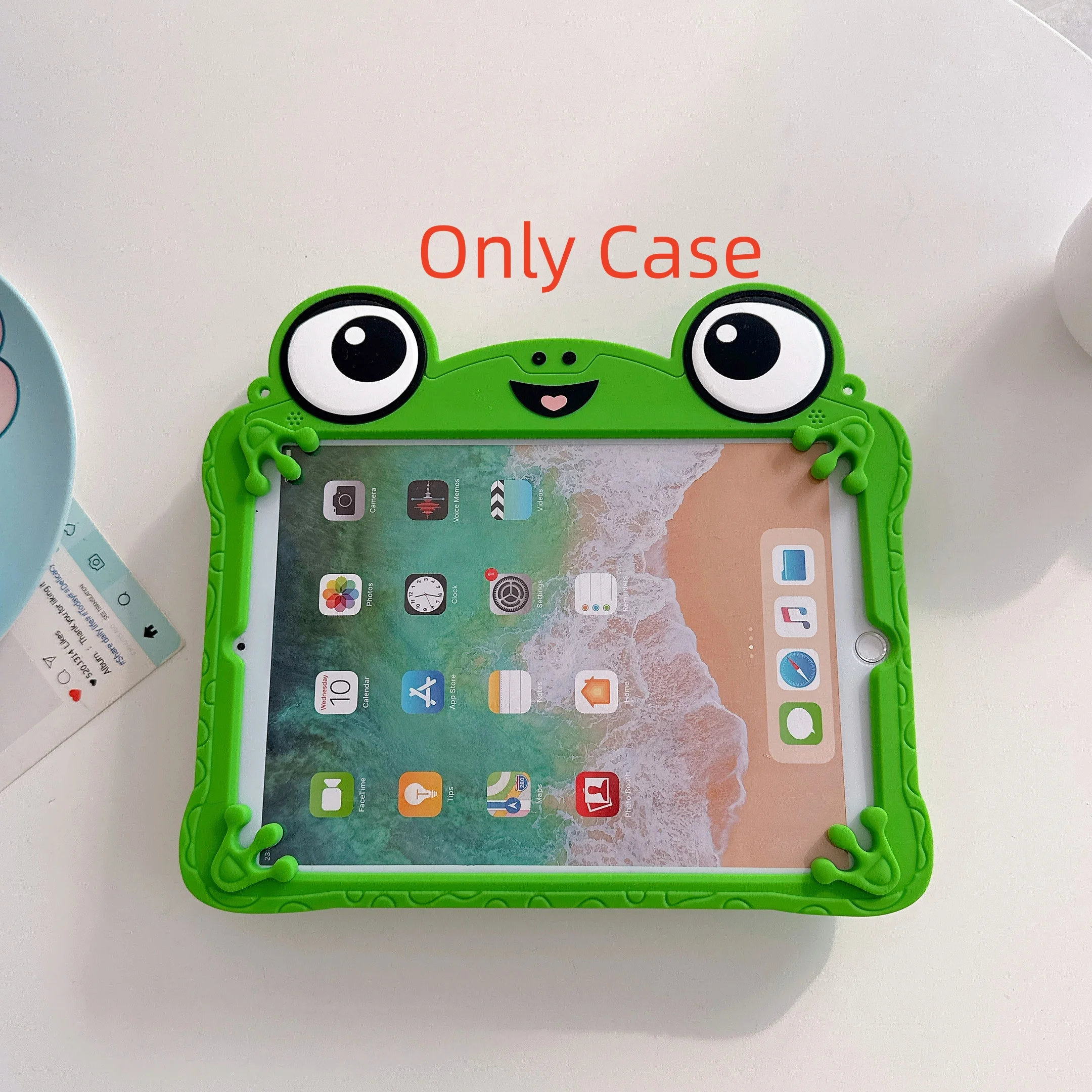 3D Cartoon Frog Soft Silicone Tablet Case with Bracket Feature