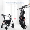Armrest Folding Can Sit Walking Stick Chair Mobility Aids Portable Travel Elderly Trolley Shopping Four-wheeled Walking Cart 1