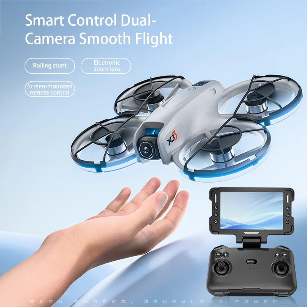 Vue rapprochée des deux caméras HD du Drone Selfie de Poche Double Caméra HD, avec capteur 360°.