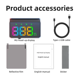 Enhanced Car HUD GPS Speedometer with MPH/KM/H, Compass, Overspeed Alarm, and Altitude Indicator (W2S - COLOR)