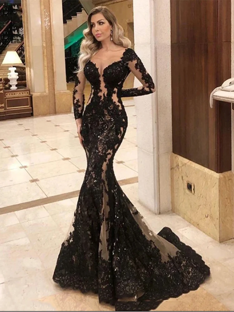 fitted lace wedding dress Elegant Black Wedding Dress with Gold Flower Ruffle Skirt Black / 20W fitted lace wedding dress Elegant Black Wedding Dress with Gold Flower Ruffle Skirt Black / 20W
