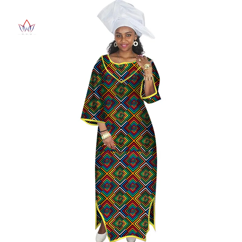 African Dresses for Women Half Sleeve Maxi Dress Africa Print Dresses Dashiki Women Bazin Rich Long Dresses Plus Size 6XL WY2569