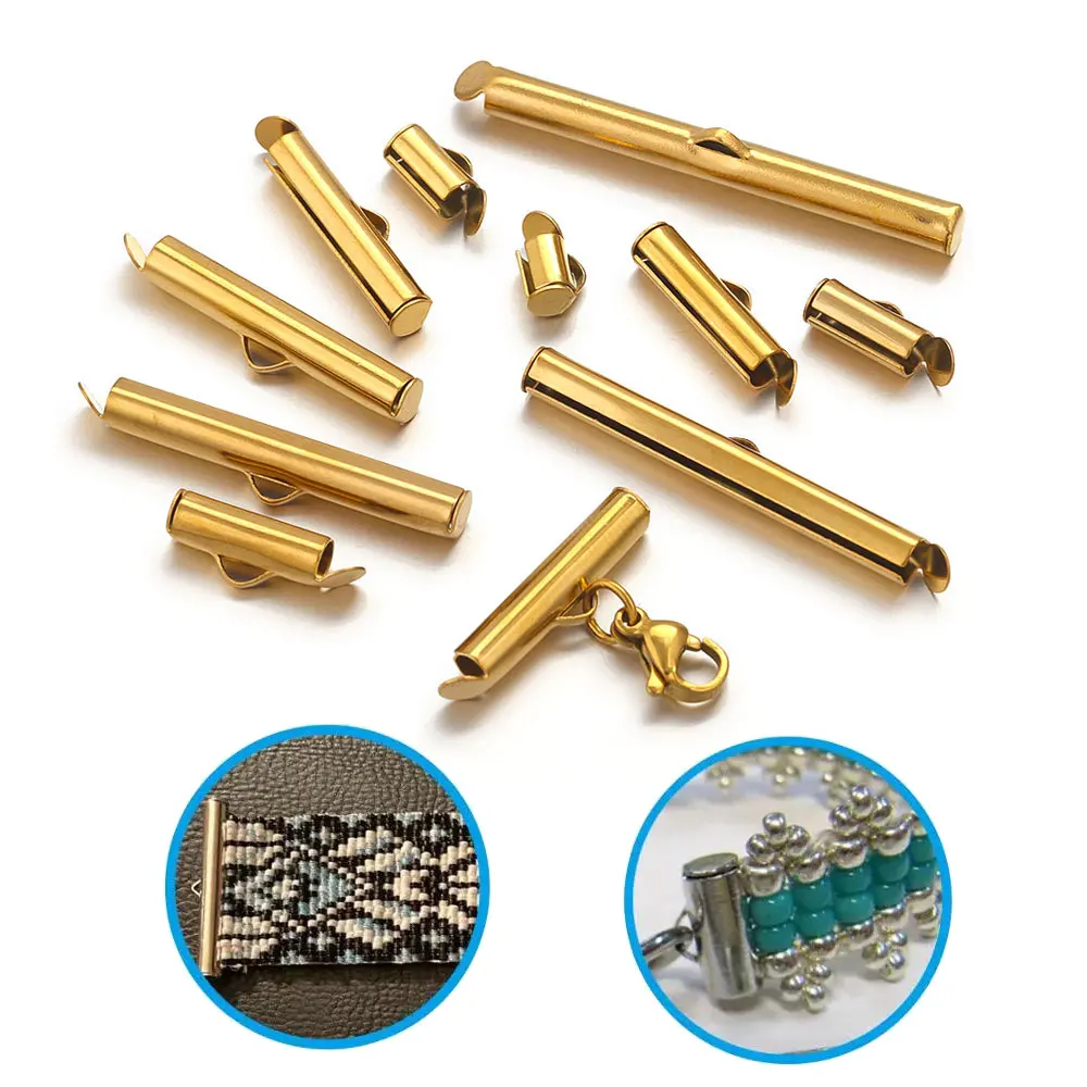 20 Stück 6-40mm Edelstahl-Crimpkappen Schiebeverschlüsse für Halsketten und Armbänder DIY Schmuckzubehör