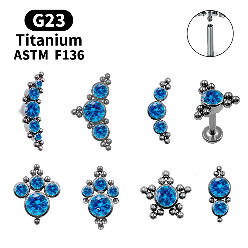 G23 Titanium ASTM F136 Titanium Piercing Stud Earring Tragus Cartilage Labret Lip Piercing Body Jewelry Accessories