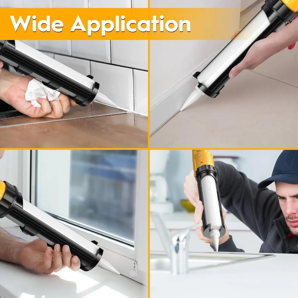 Caulk Gun Dripless Caulking Gun Electric Caulk Max 4000N Force 10oz/300ml Lightweight Cordless Battery Powered
