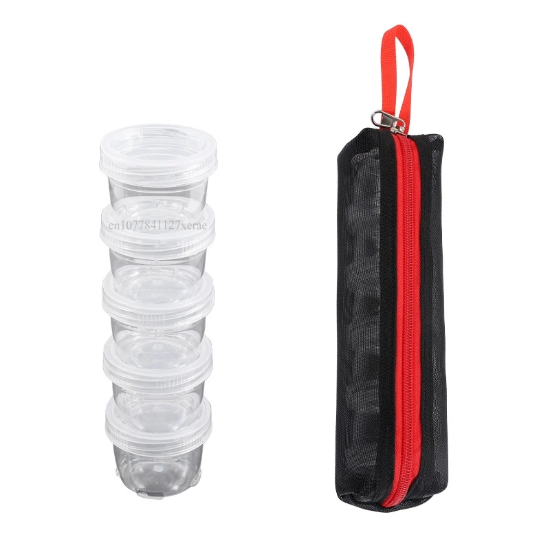 5-piece Set Outdoor Portable Camping Spice Kit Spice Container Bag Clear Seasoning Bottles Food Grade Condiment Container