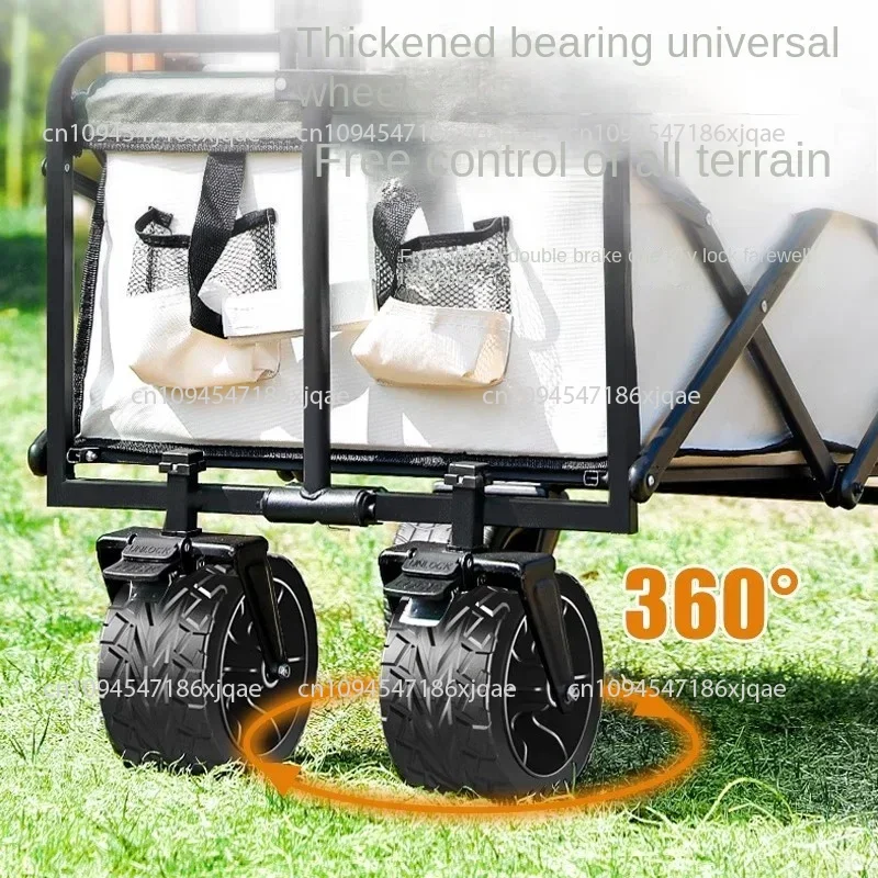 Folding Camping Cart; Outdoor Hand-pushed Picnic Cart; Campsite Trailer; Pull Rod Small Table Board Camping Cart.