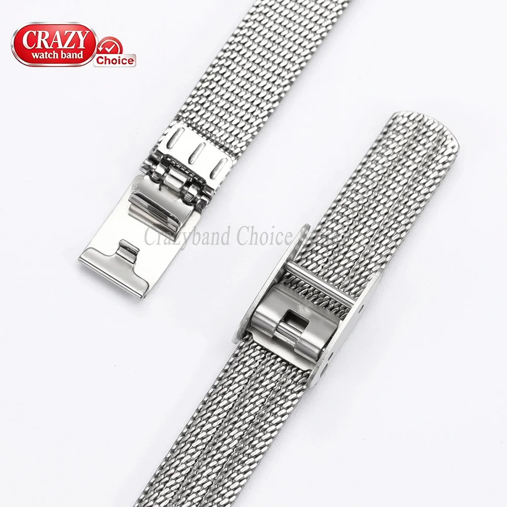 Ultra-Thin Mesh Milanese Loop Stainless Steel Women's Bracelet Strap with Folding Buckle