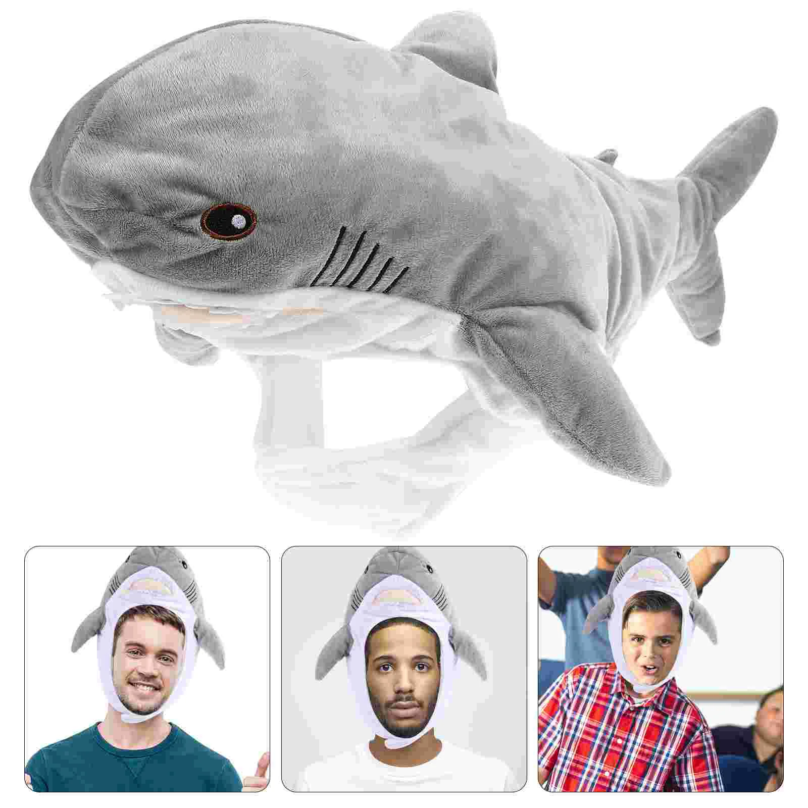 

Plush Hat Funny Shark Shape Headwear Cosplay Hat Cartoon Headwear Photo Prop Shark Cosplay Hat Cap