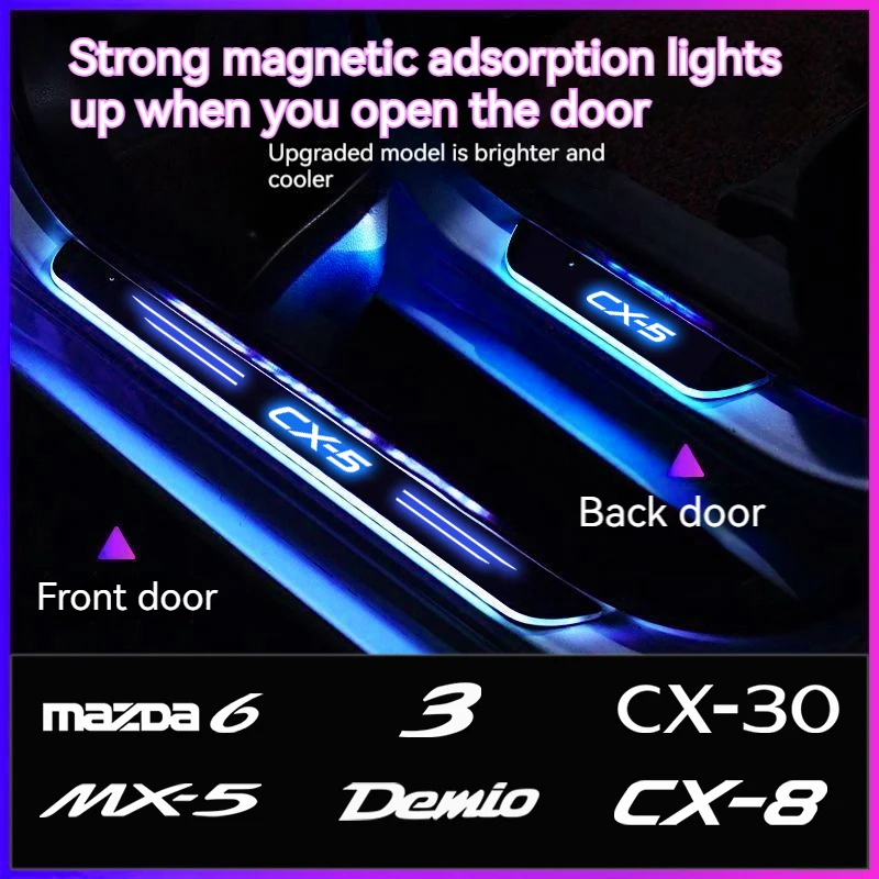 

For Mazda 3 6 Skyactiv CX-5 CX-30 CX-7 CX-8 CX-9 BT MX-5 Car Wireless LED Welcome Pedal Threshold Light passage Atmosphere lamp