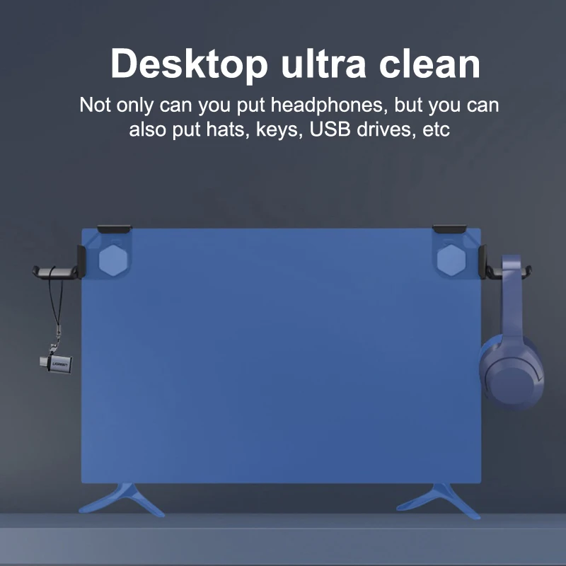 Headphone Holder PC Monitor Hanger Wall Hook Monitor Earphone Stand Universal Headset Hanging Hook Durable Headphone Bracket