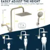 l8'' High Pressure Rain/Rainfall Shower Head,5 Settings Adjustable Handheld Showers,with 15" Height Adjustable Slide 2