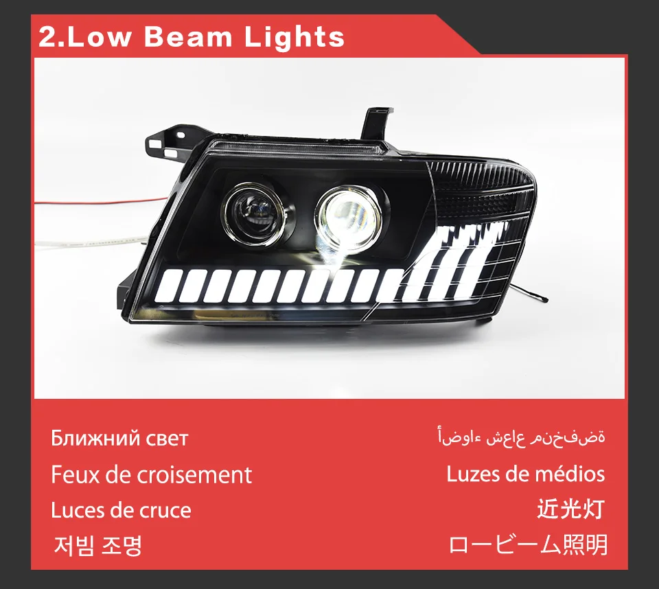 AKD Head Lamp for Pajero V73 LED Headlight 2004-2016 Headlights V77 V75 DRL Turn Signal High Beam Angel Eye Projector Lens