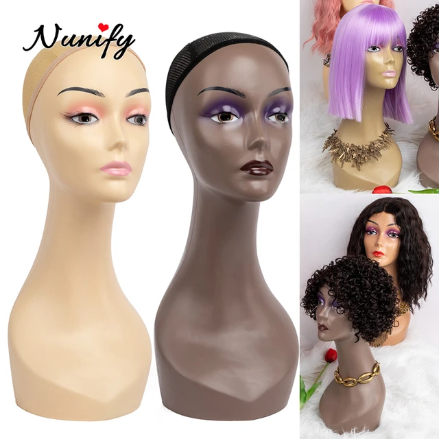Nunify Black Mannequin Head Female Realistic Fiberglass Mannequin