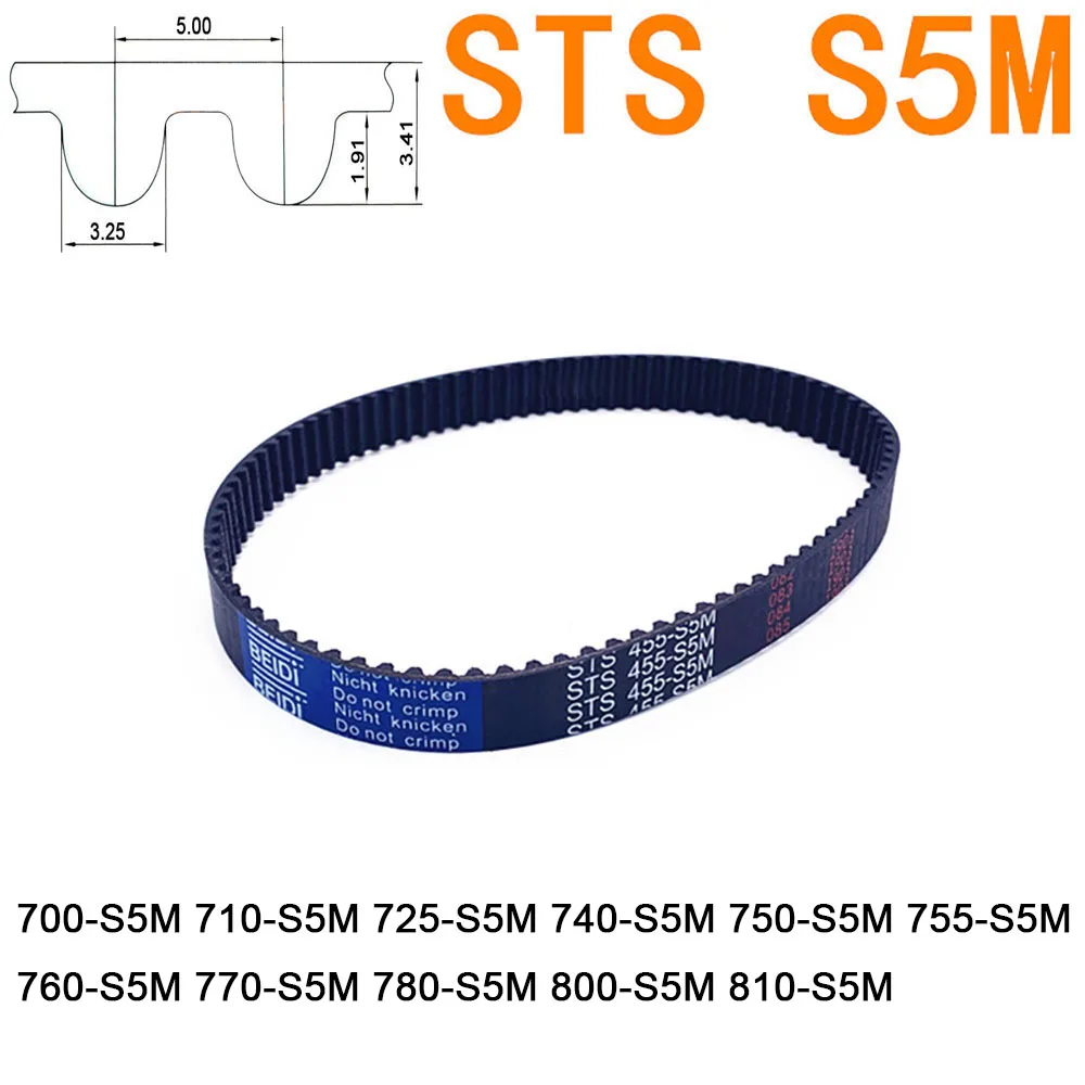 

STS S5M Rubber Timing Belt Width 10 15 20 25 30mm Pitch 5mm Length 700 710 725 740 750 755 760 770 780 800 810mm