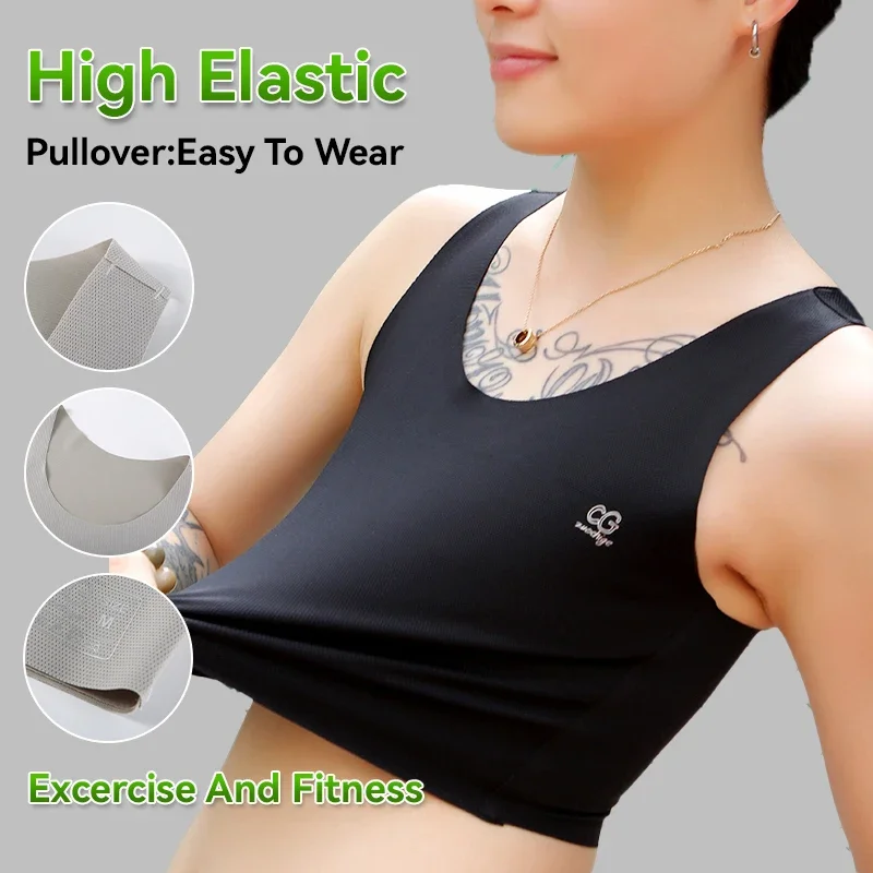 HaleyChan Women's Pullover Chest Binder Invisible Traceless Comfortable Binders Trans Lesbian Tomboy Gay's Underwear Crop Top