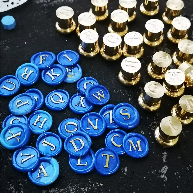 One set Mini wax seal 12mm diameter copper brass stamp head Classic 26 Letter Alphabet Initial Decorative Antique Gifts