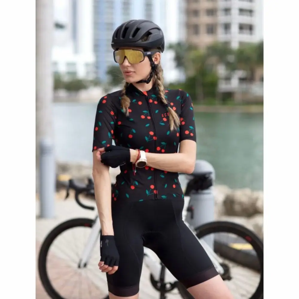 GG Womens Summer Long Sleeve Shorts Cycling Jersey Set Maillot Ciclismo MTB Bib Shorts Sets Ropa De Hombr Bycicle Clothing