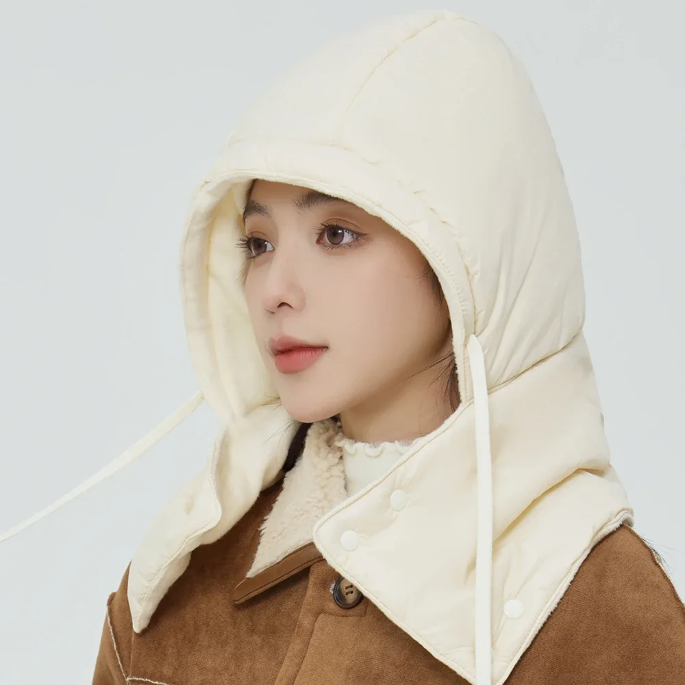 New Style Windproof Coldproof Bomber Hats Plush Fleece Lined Warm Winter Cap Hooded Full Cover Hats For Women