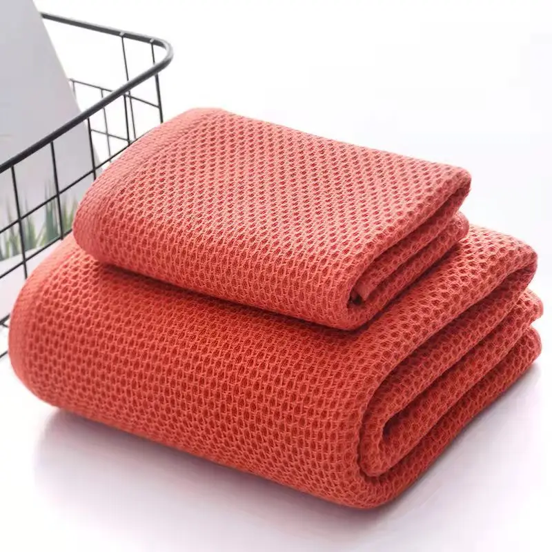 2/4 PCS 100% Cotton Bath Towels for Adults Children Waffle Towels Absorbent Quick Dry Soft